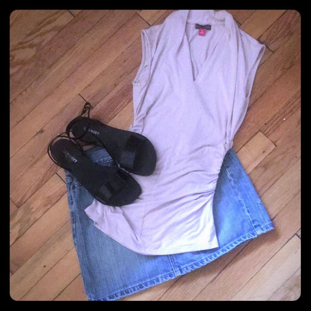 Blush colored sleeveless top
